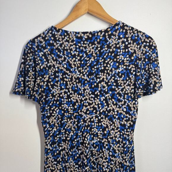 Chaps Dress Women Size S Blue Polka Dot Babydoll Midi Flutter Sleeve Cottage Y2K - Picture 3 of 5